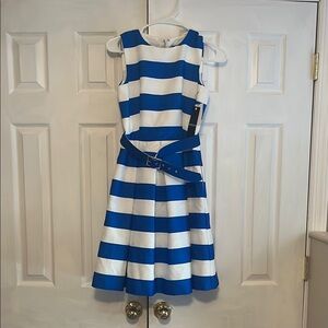 Blue and White Striped Womens  Dress